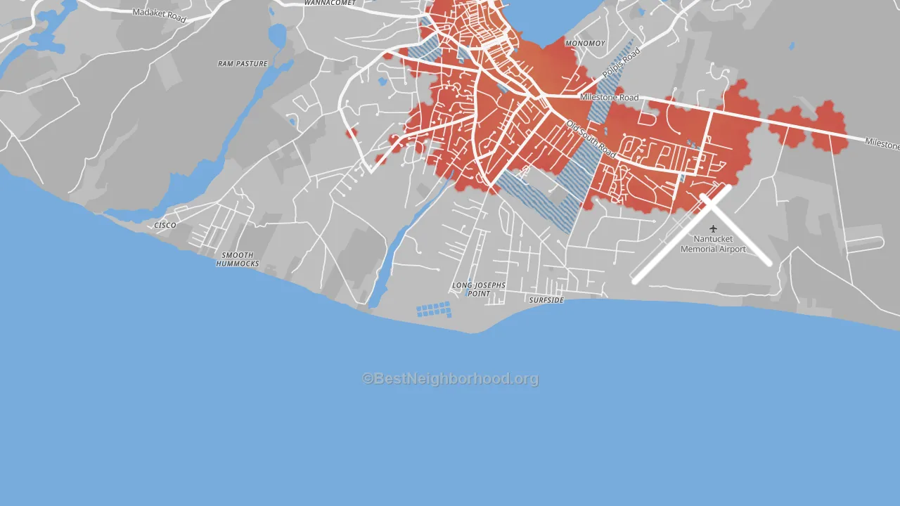 Transit Grade map of Surfside, MA