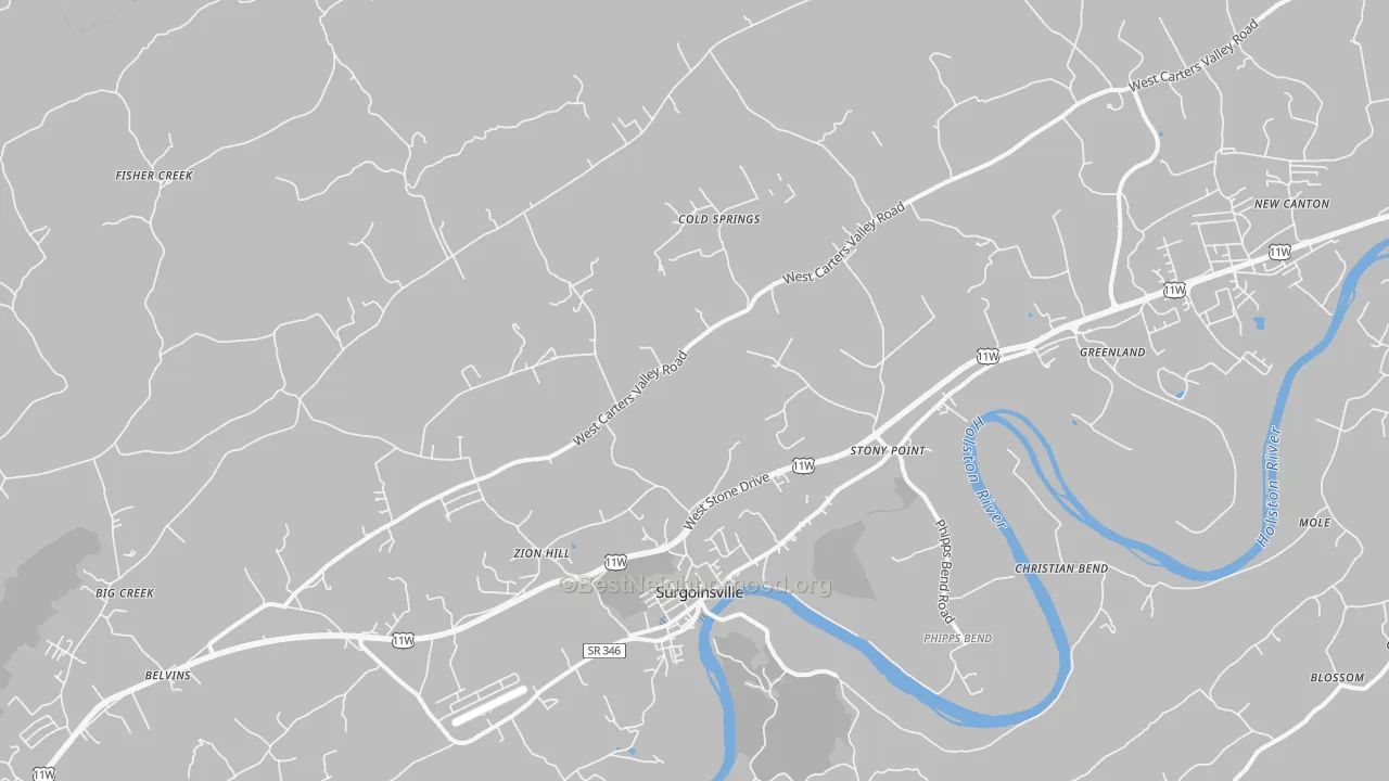 Transit Grade map of Surgoinsville, TN
