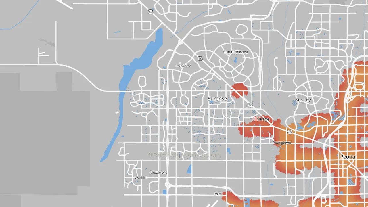 Transit Grade map of Surprise, AZ