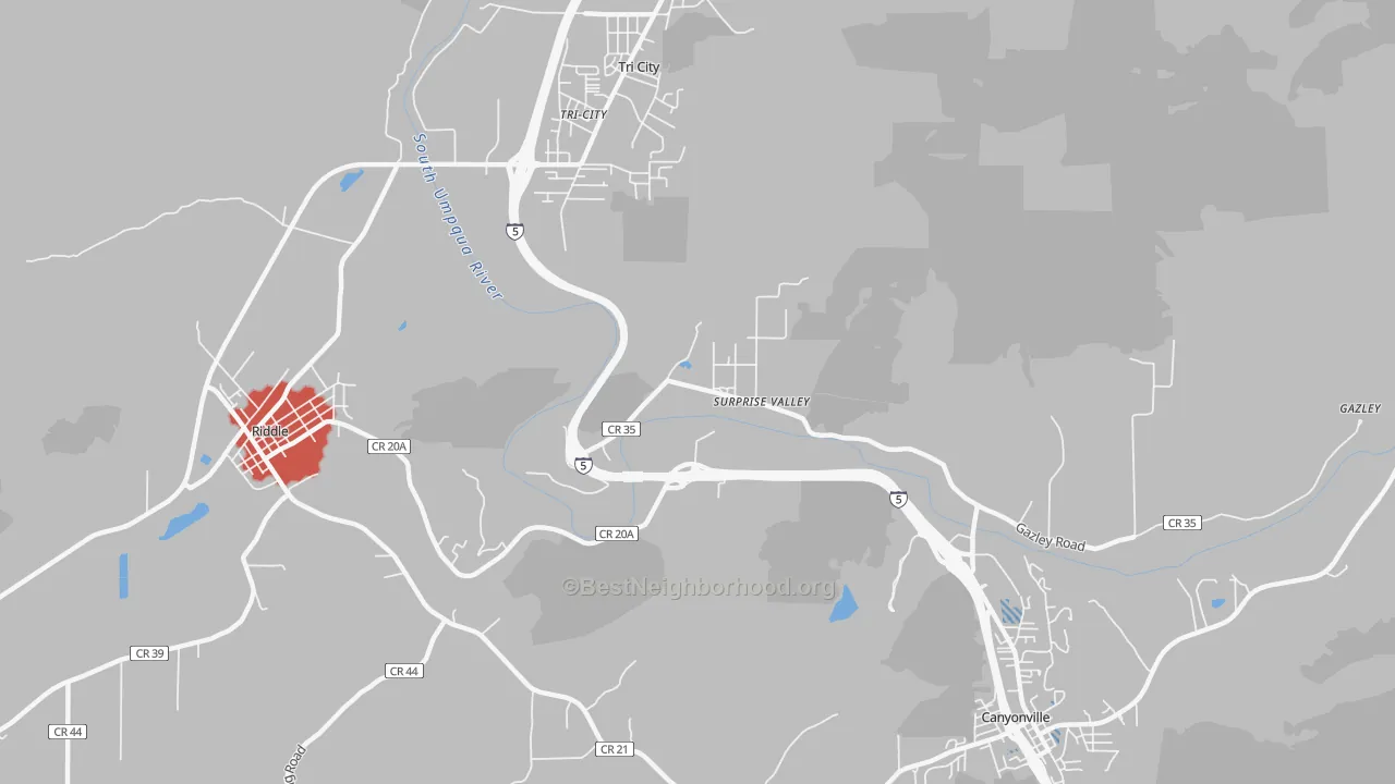 Transit Grade map of Surprise Valley, OR