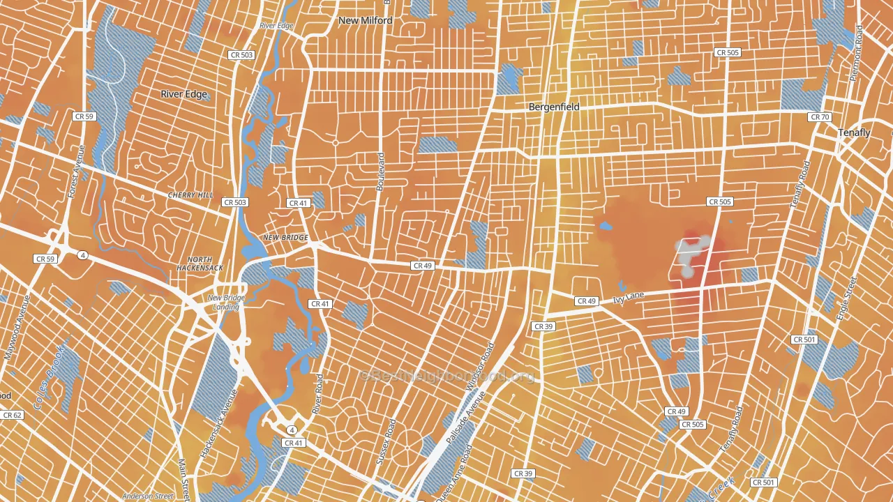 Transit Grade map of Surrey Lane, Bergenfield, NJ
