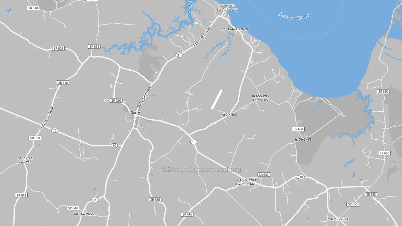 Transit Grade map of Surry, VA