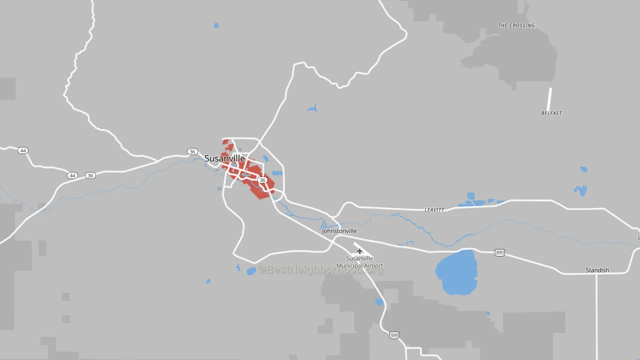 Transit Grade map of Susanville, CA
