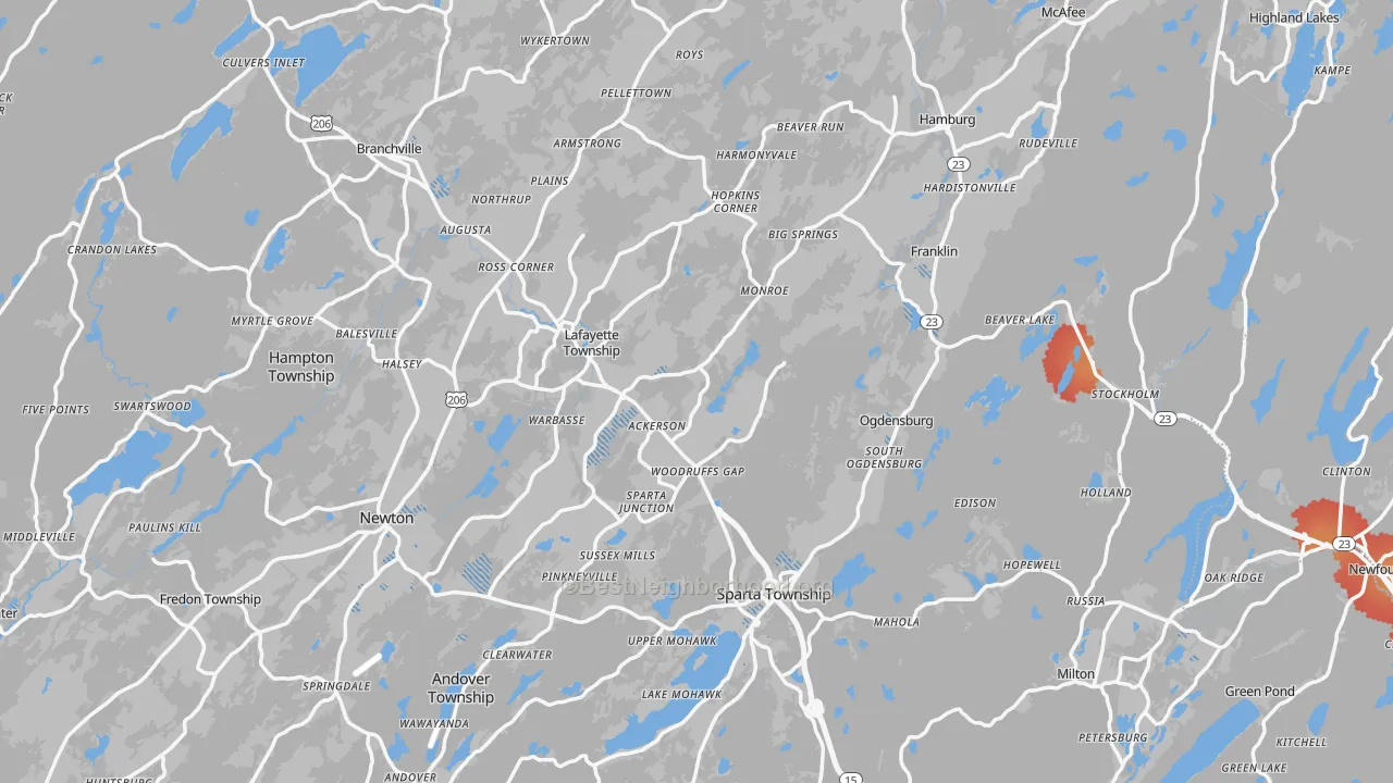 Transit Grade map of Sussex County, NJ