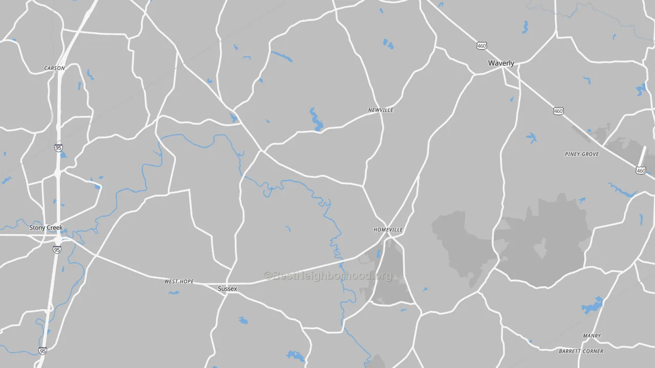 Transit Grade map of Sussex County, VA