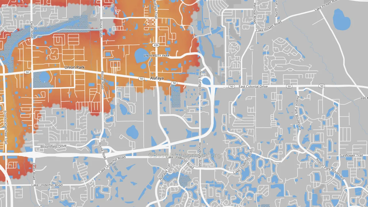 Transit Grade map of Sussex Place, Alafaya, FL