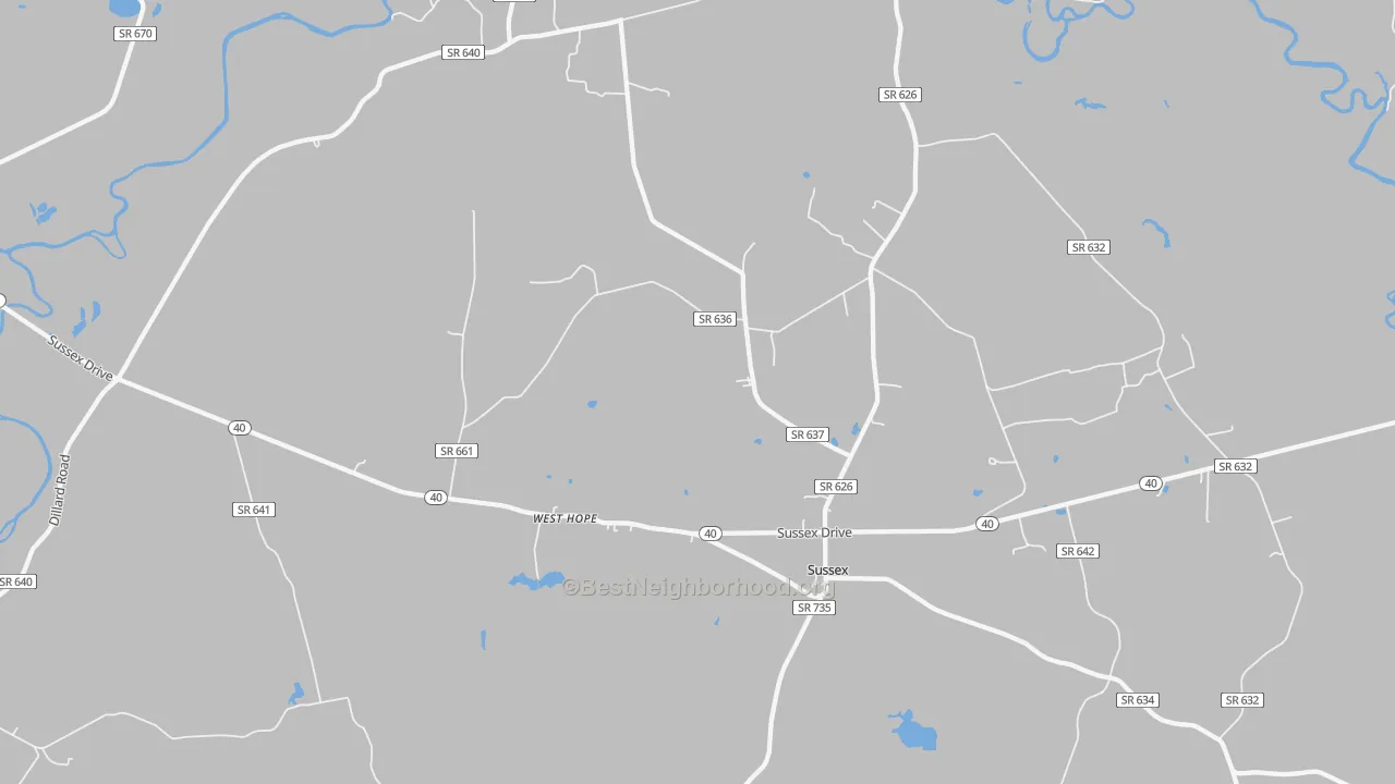 Transit Grade map of Sussex, VA