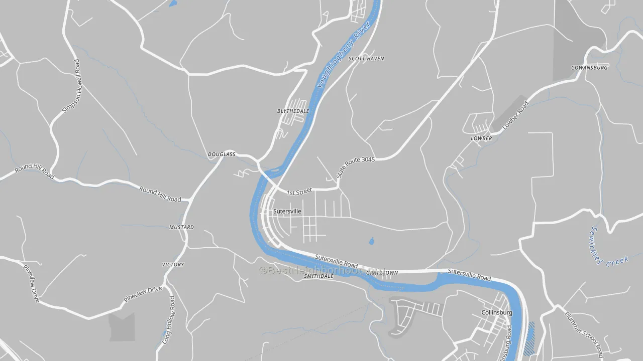 Transit Grade map of Sutersville, PA