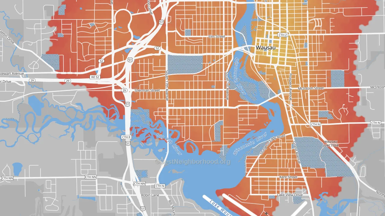 Transit Grade map of SW Jones, Wausau, WI