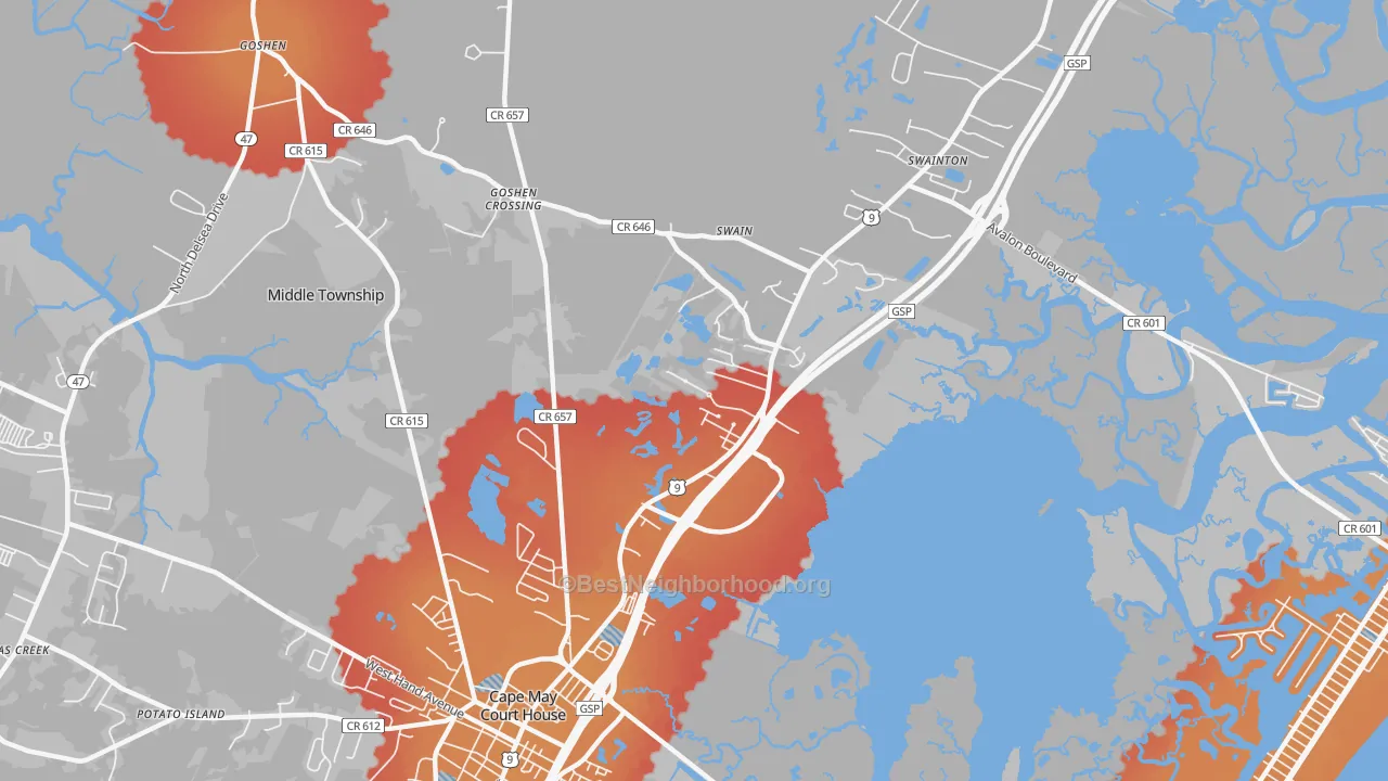 Transit Grade map of Swainton, NJ