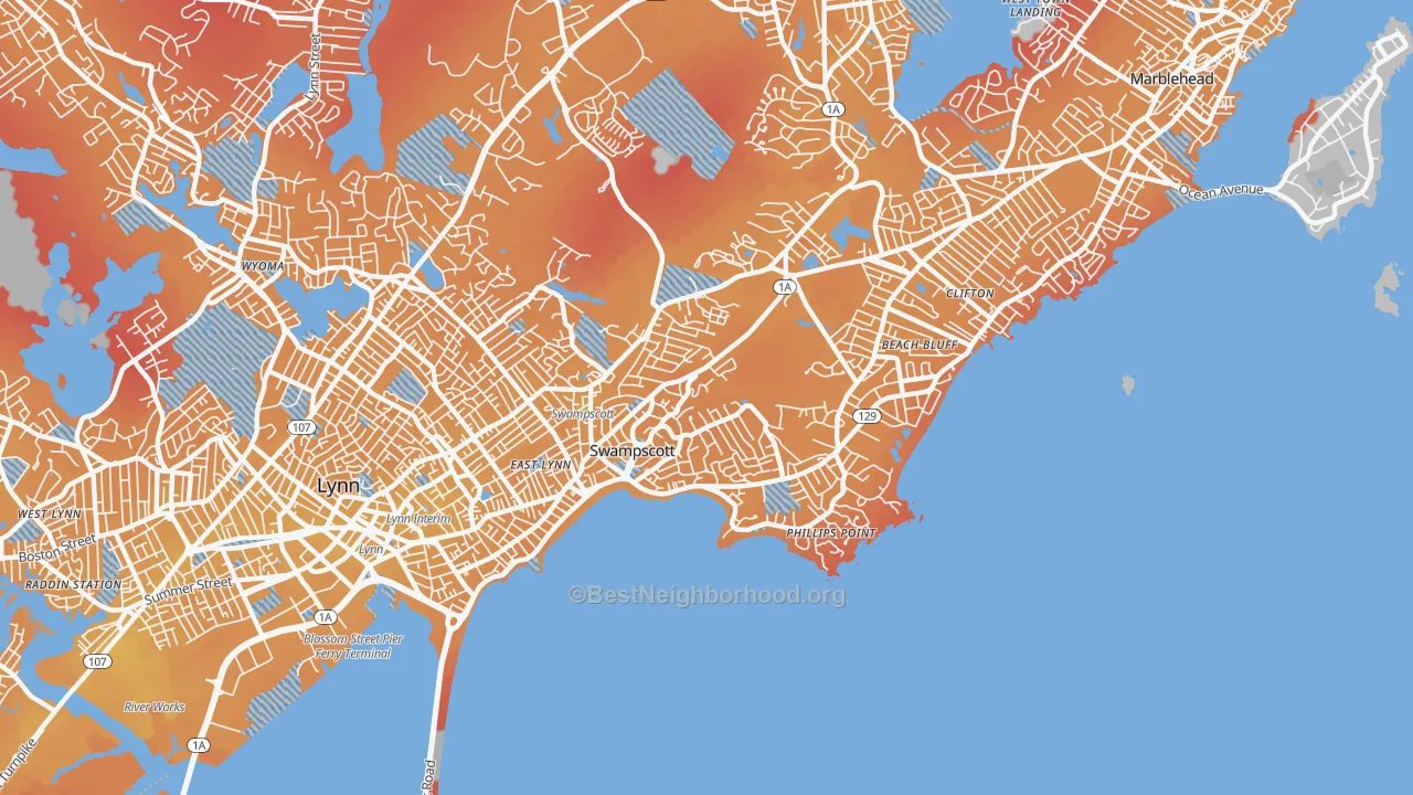 Transit Grade map of Swampscott, MA