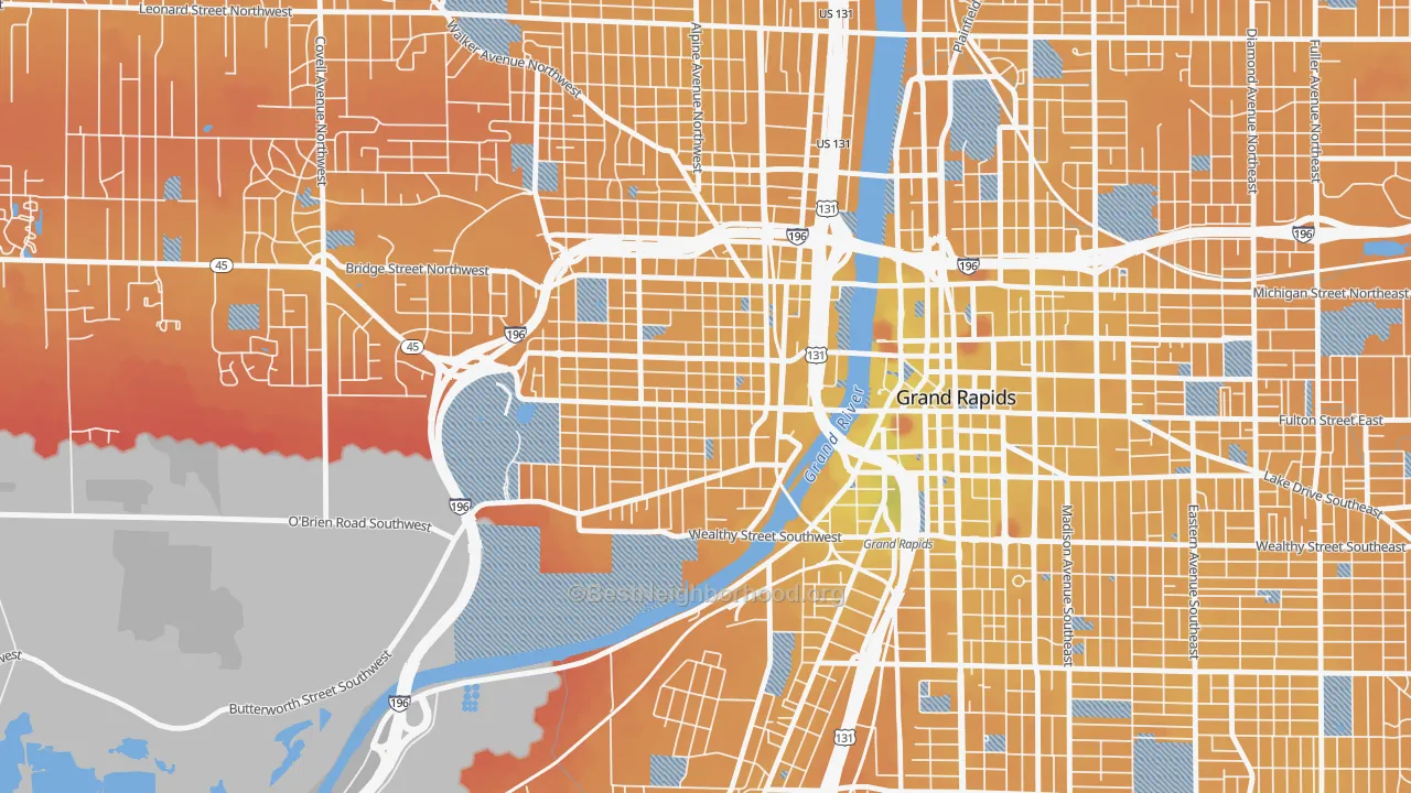 Transit Grade map of Swan, Grand Rapids, MI
