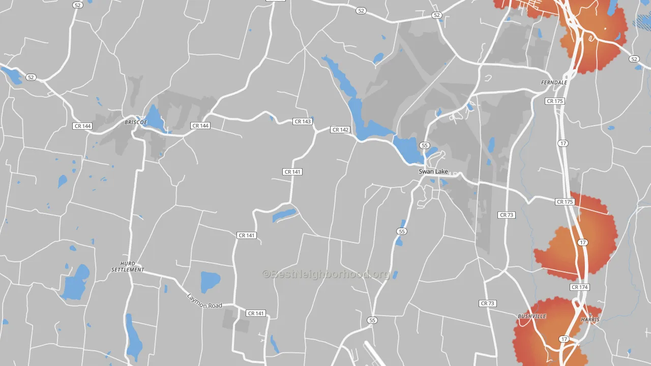 Transit Grade map of Swan Lake, NY