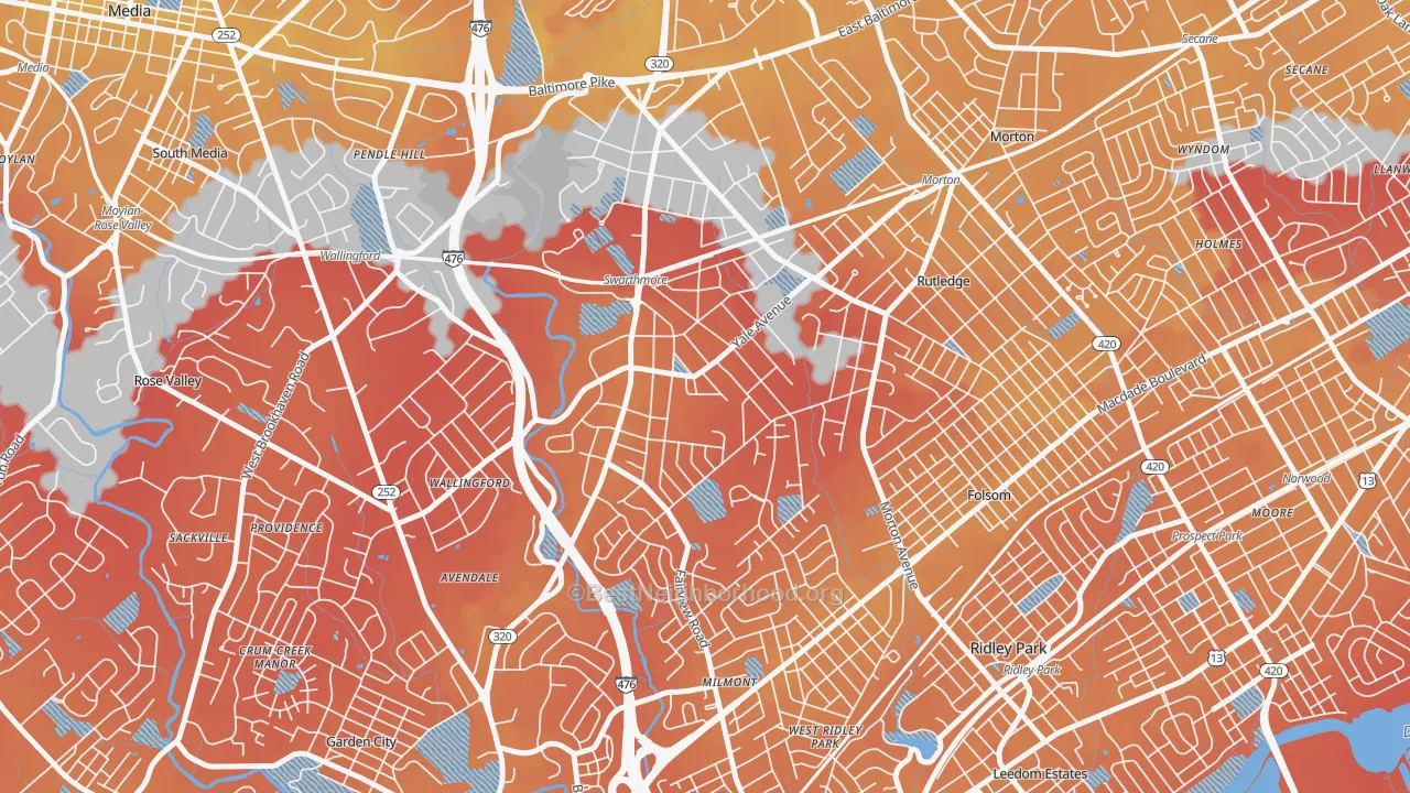 Transit Grade map of Swarthmore, PA