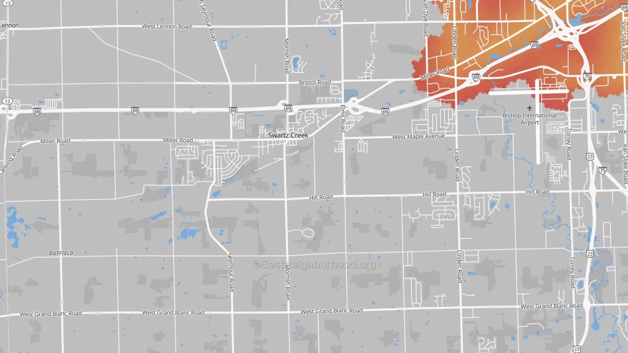 Transit Grade map of Swartz Creek, MI