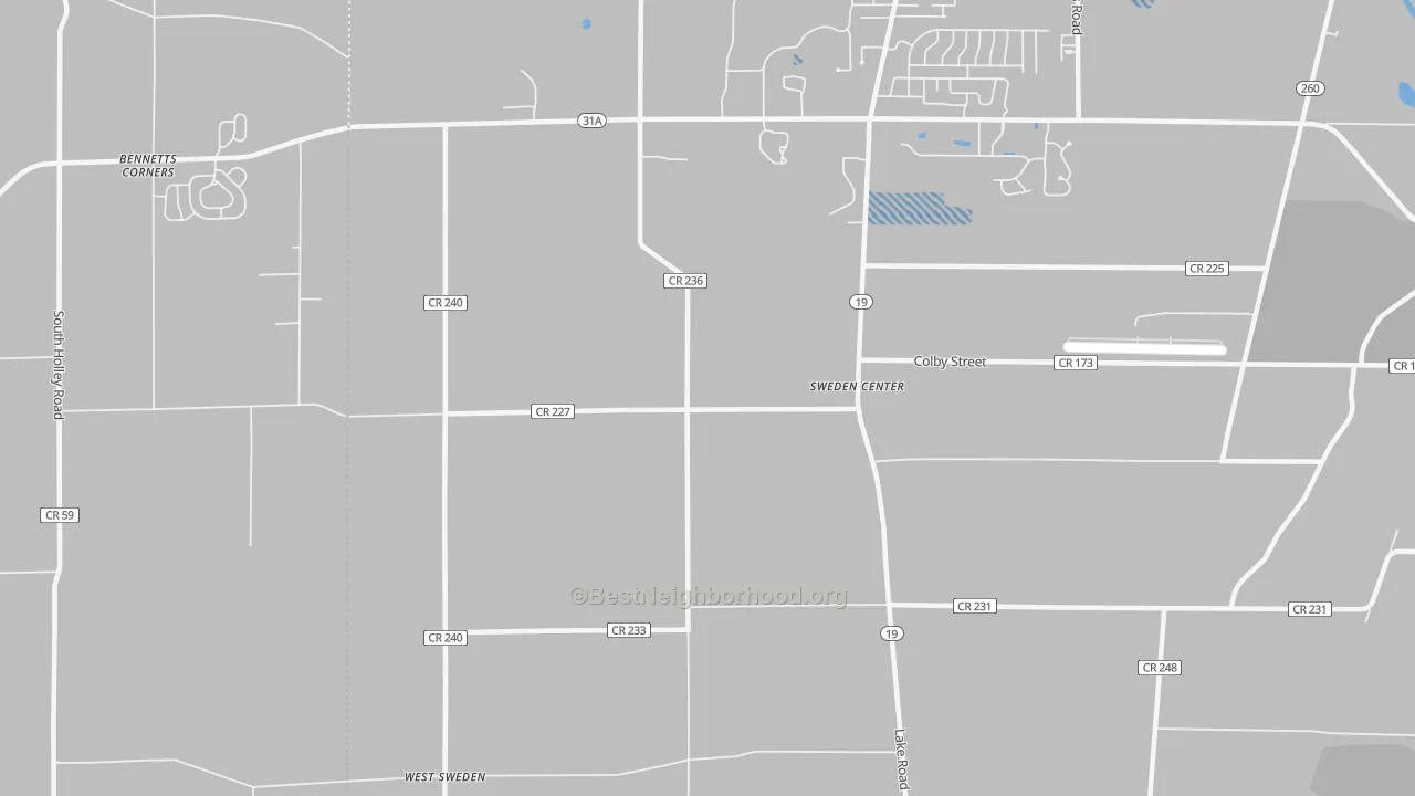 Transit Grade map of Sweden Center, NY