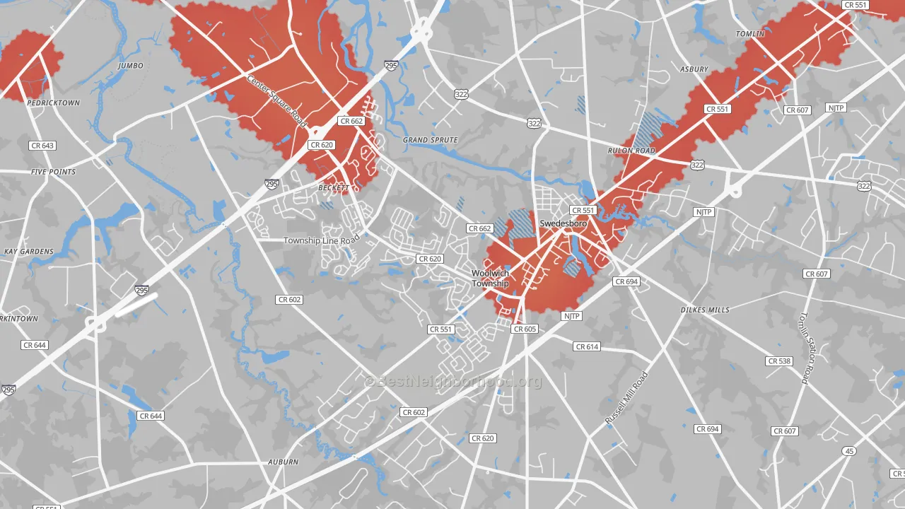 Transit Grade map of Swedesboro, NJ