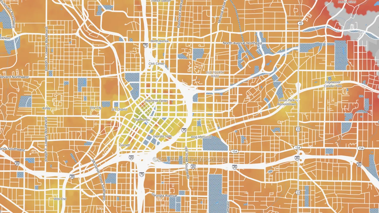 Transit Grade map of Sweet Auburn, Atlanta, GA