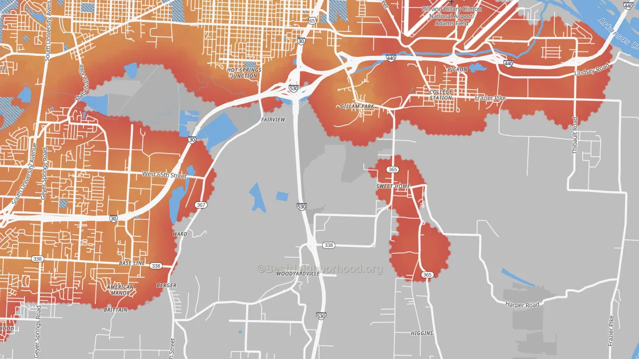 Transit Grade map of Sweet Home, AR
