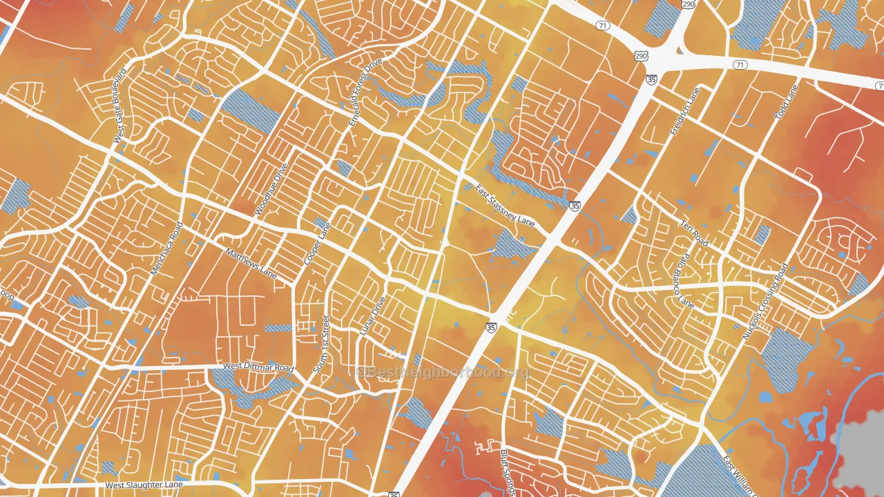 Transit Grade map of Sweetbriar, Austin, TX