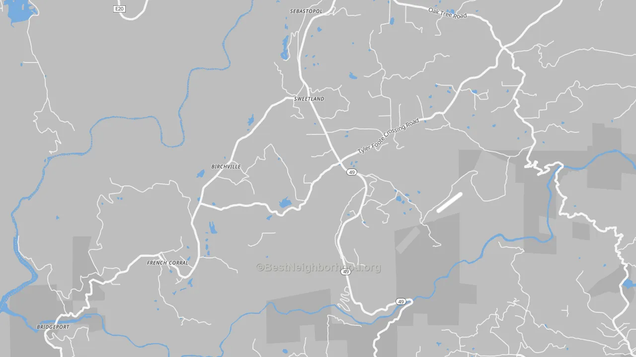Transit Grade map of Sweetland, CA