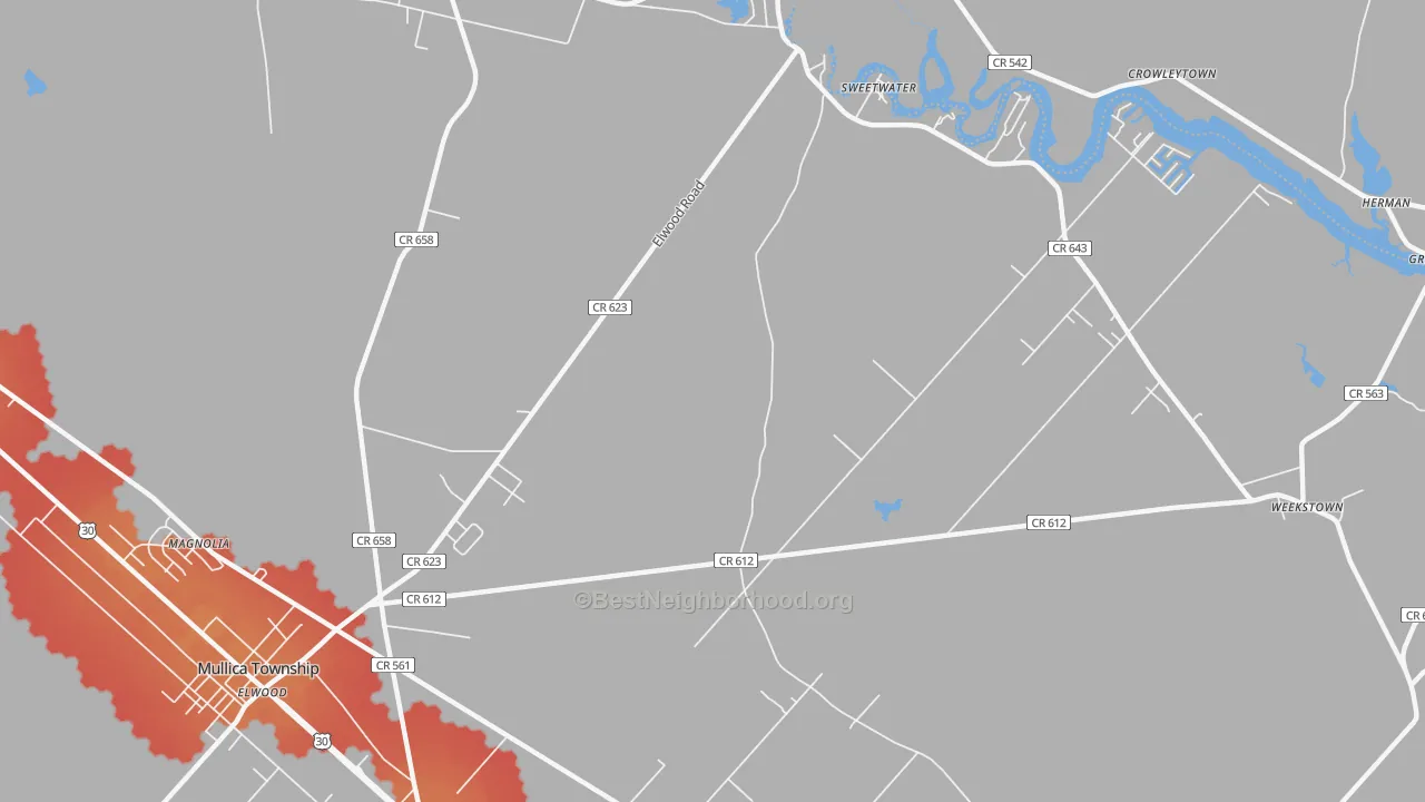 Transit Grade map of Sweetwater, NJ
