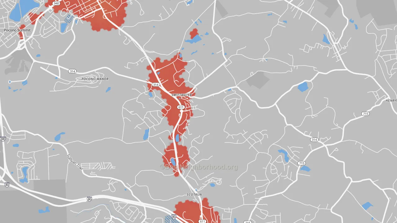 Transit Grade map of Swiftwater, PA