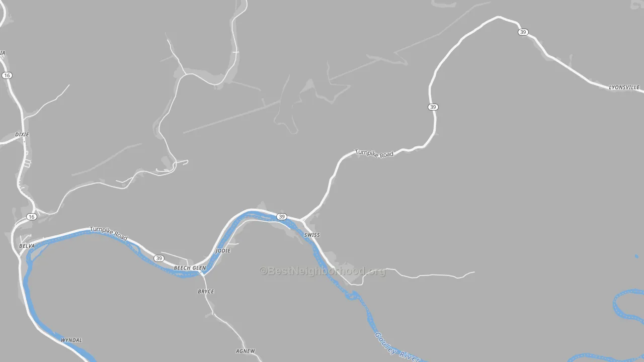 Transit Grade map of Swiss, WV