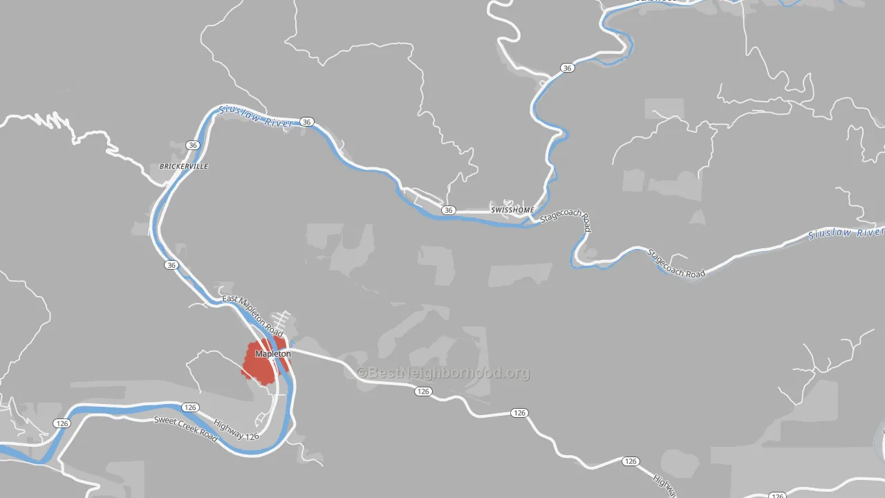 Transit Grade map of Swisshome, OR