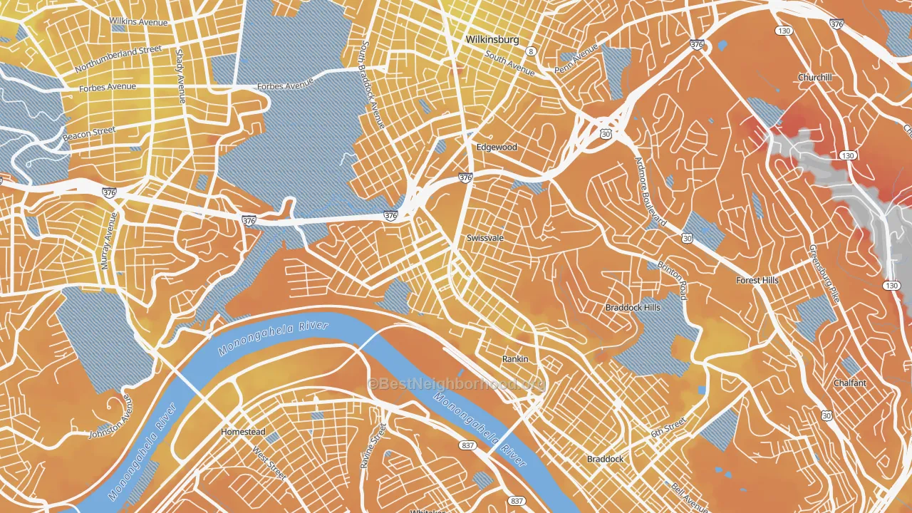 Transit Grade map of Swissvale, PA