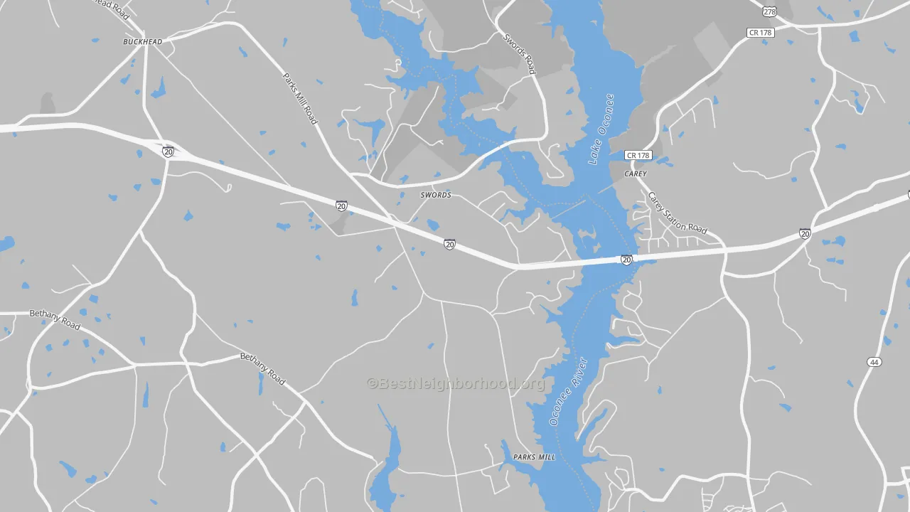Transit Grade map of Swords, GA
