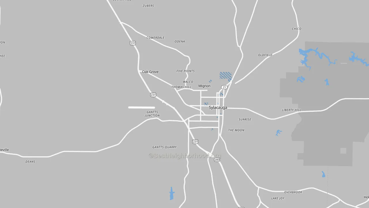 Transit Grade map of Sylacauga, AL