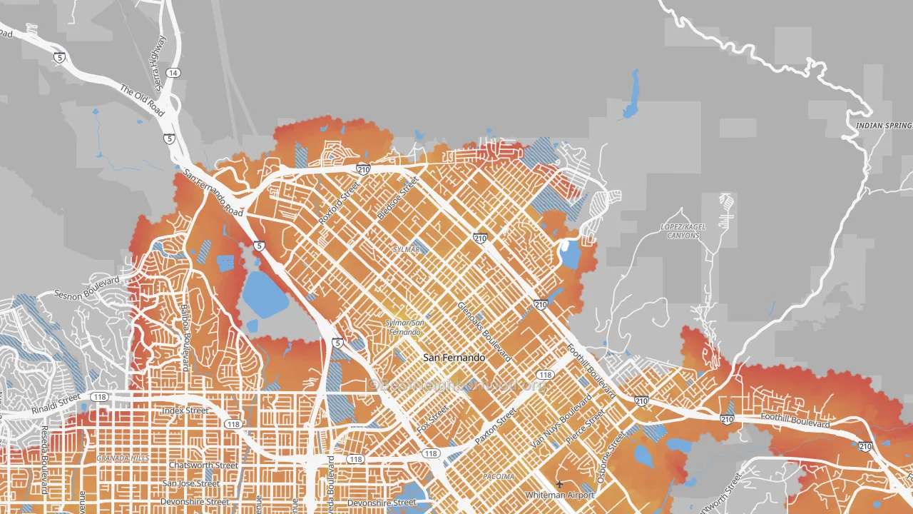 Transit Grade map of Sylmar, CA