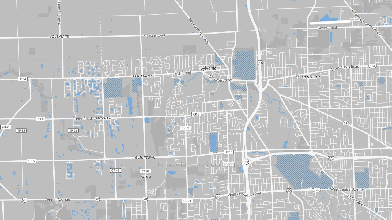 Transit Grade map of Sylvania, OH