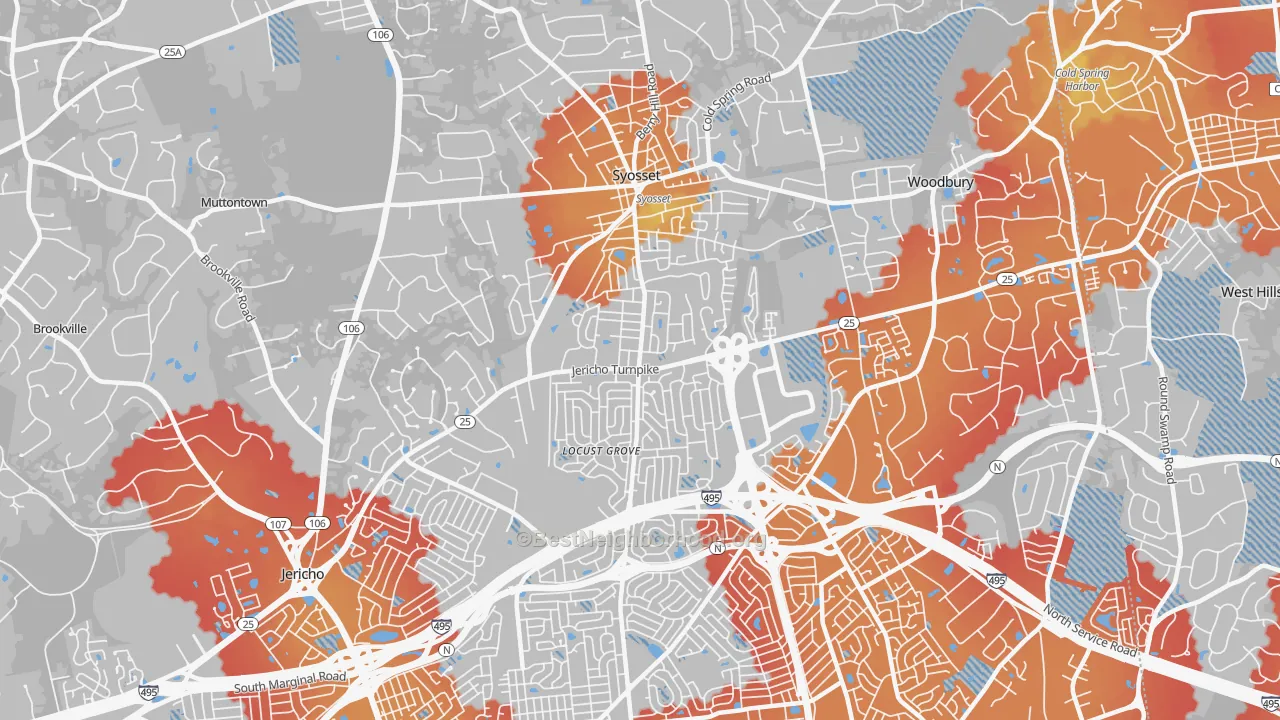 Transit Grade map of Syosset, NY