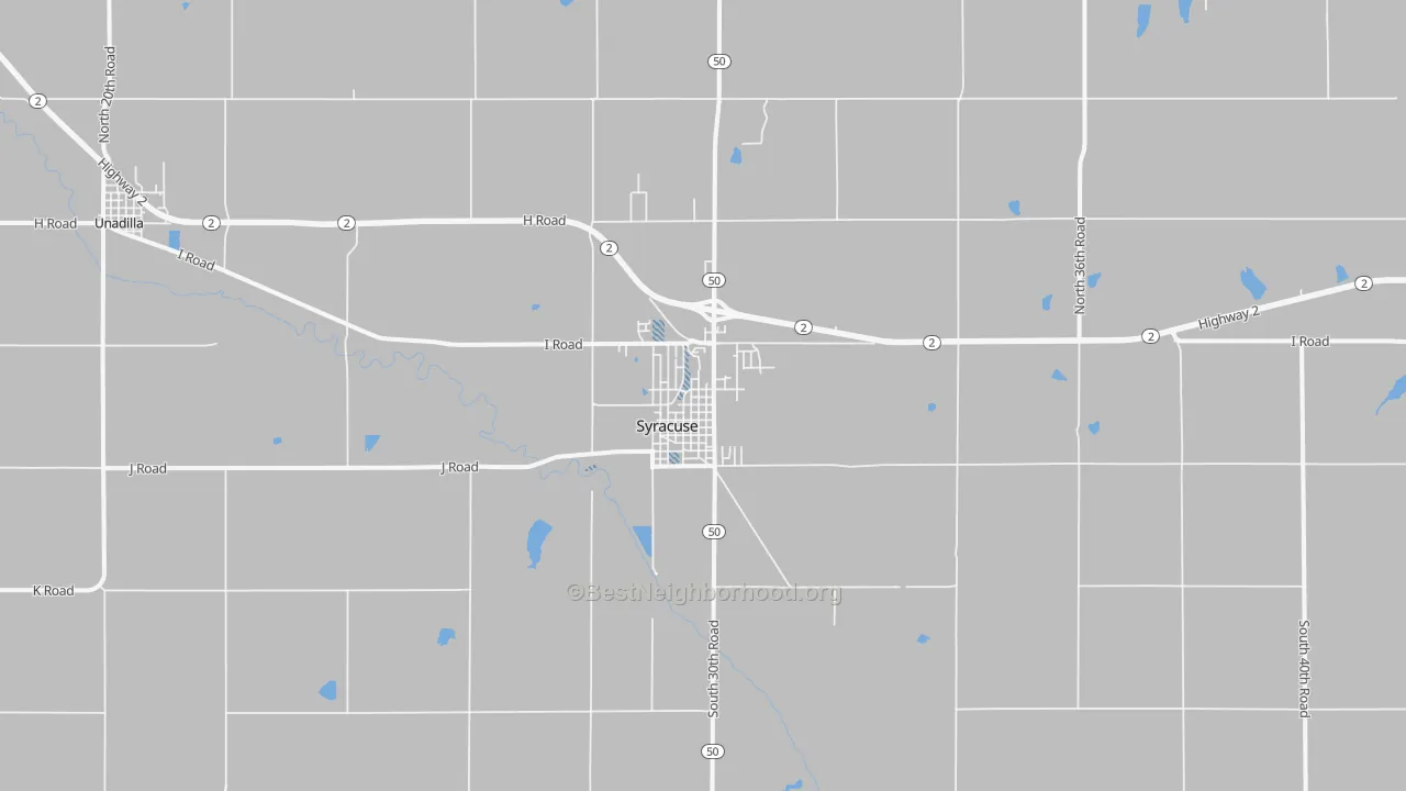 Transit Grade map of Syracuse, NE