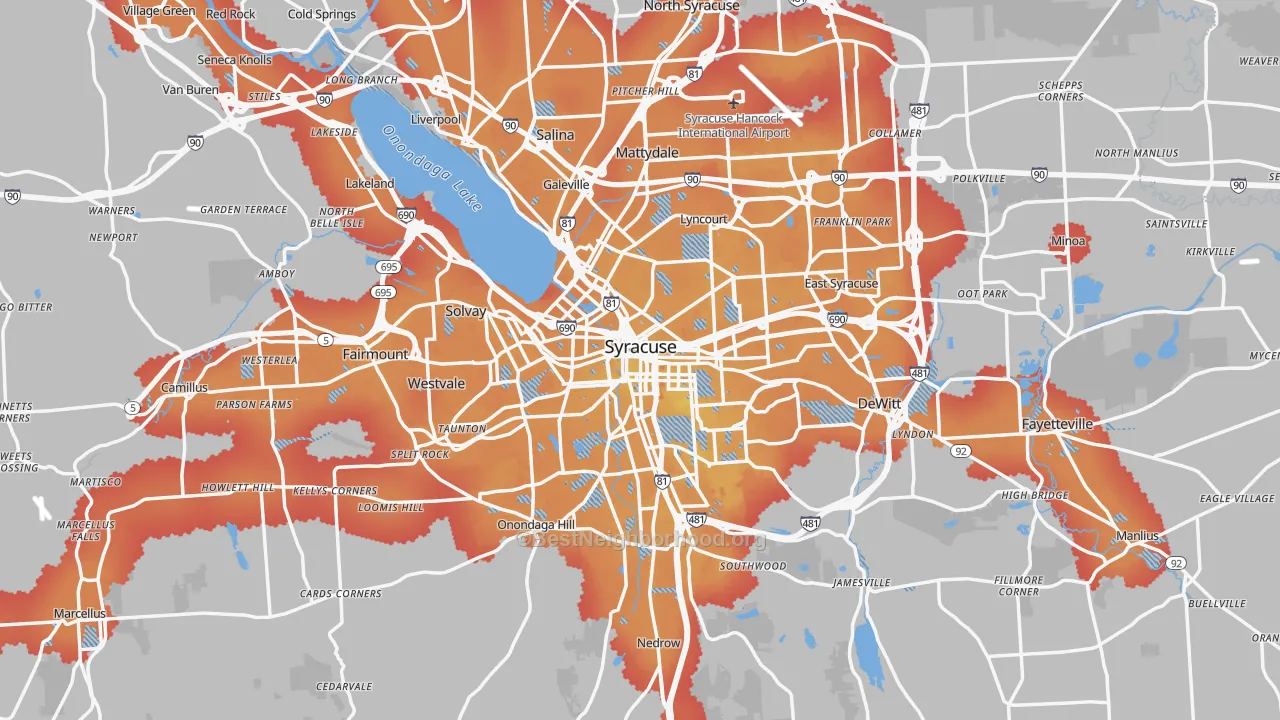 Transit Grade map of Syracuse, NY