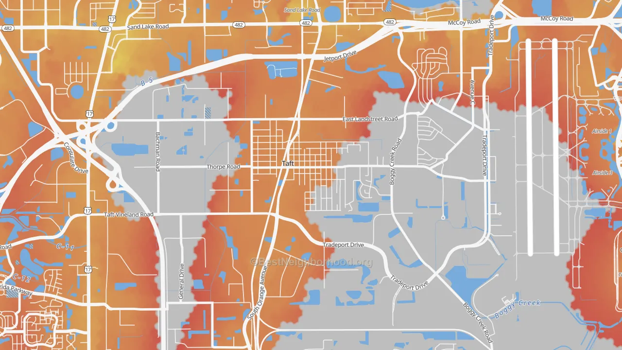 Transit Grade map of Taft, FL