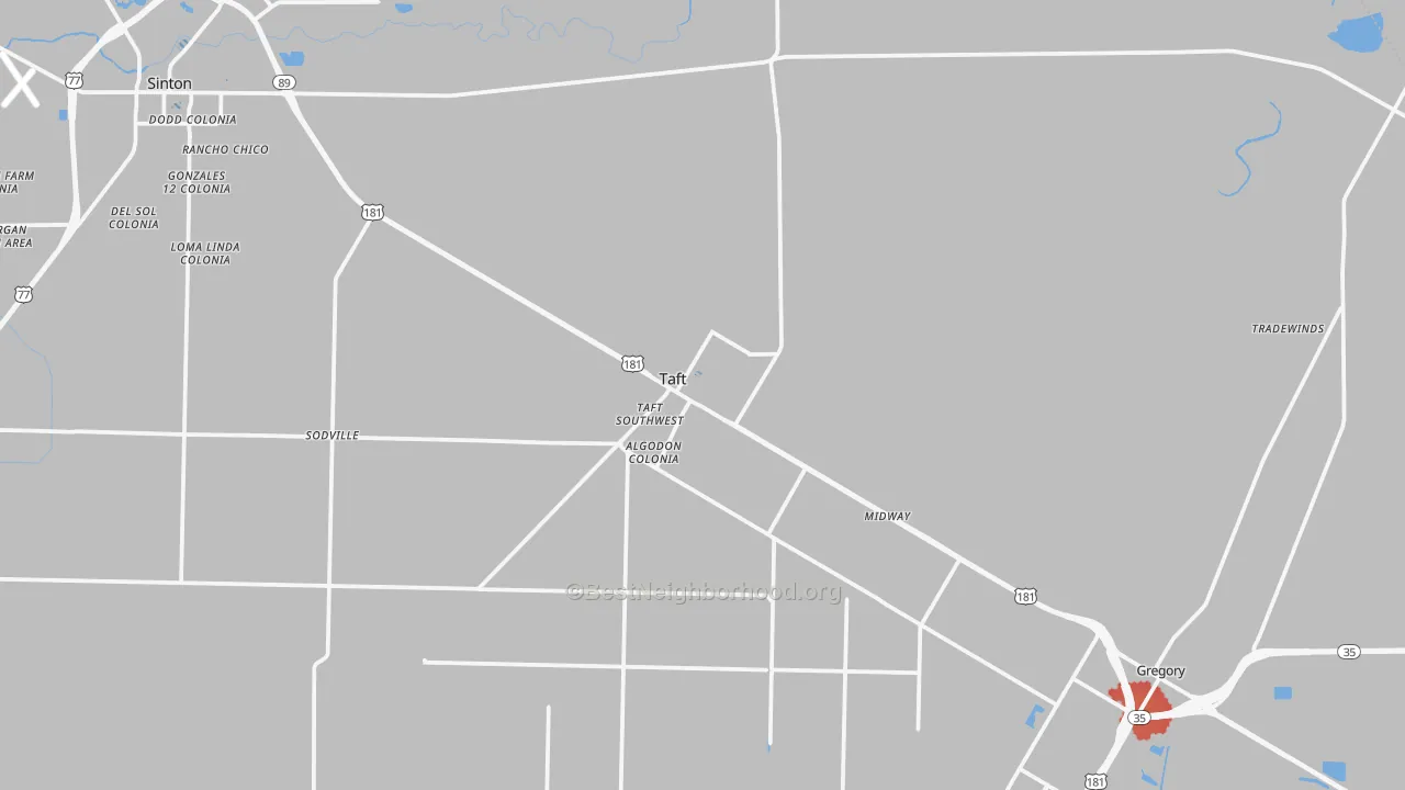 Transit Grade map of Taft, TX