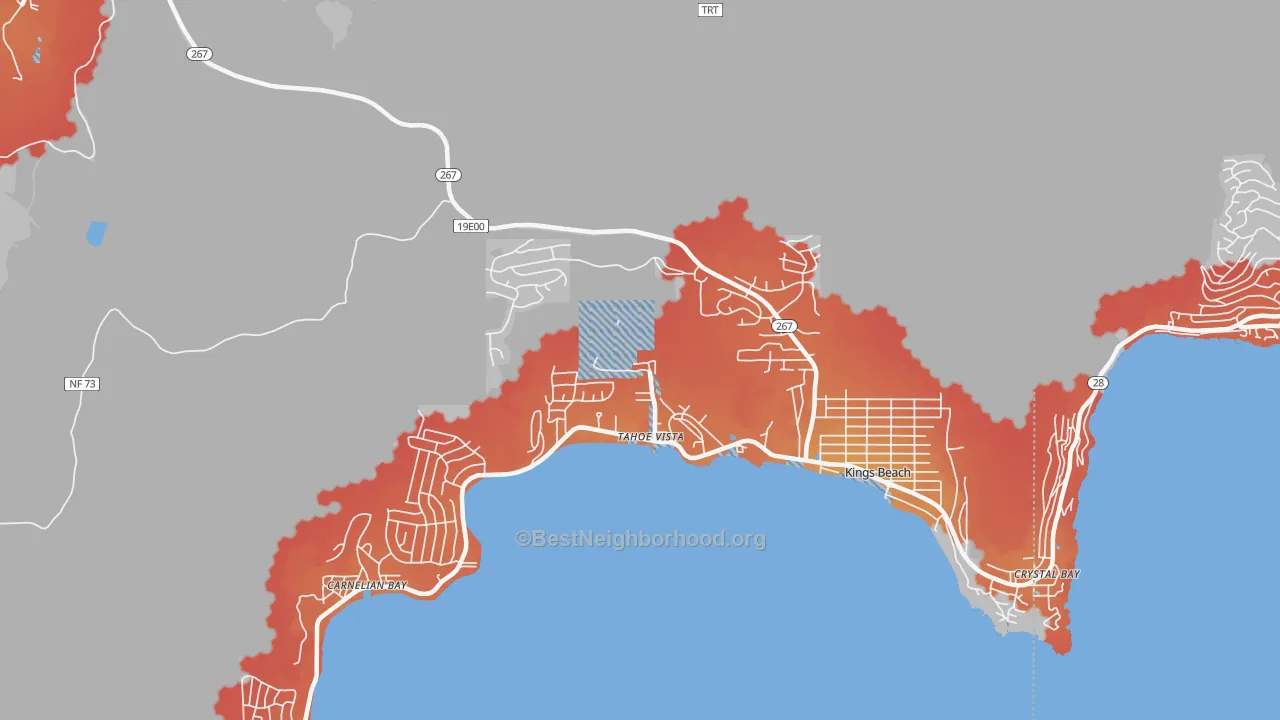Transit Grade map of Tahoe Vista, CA