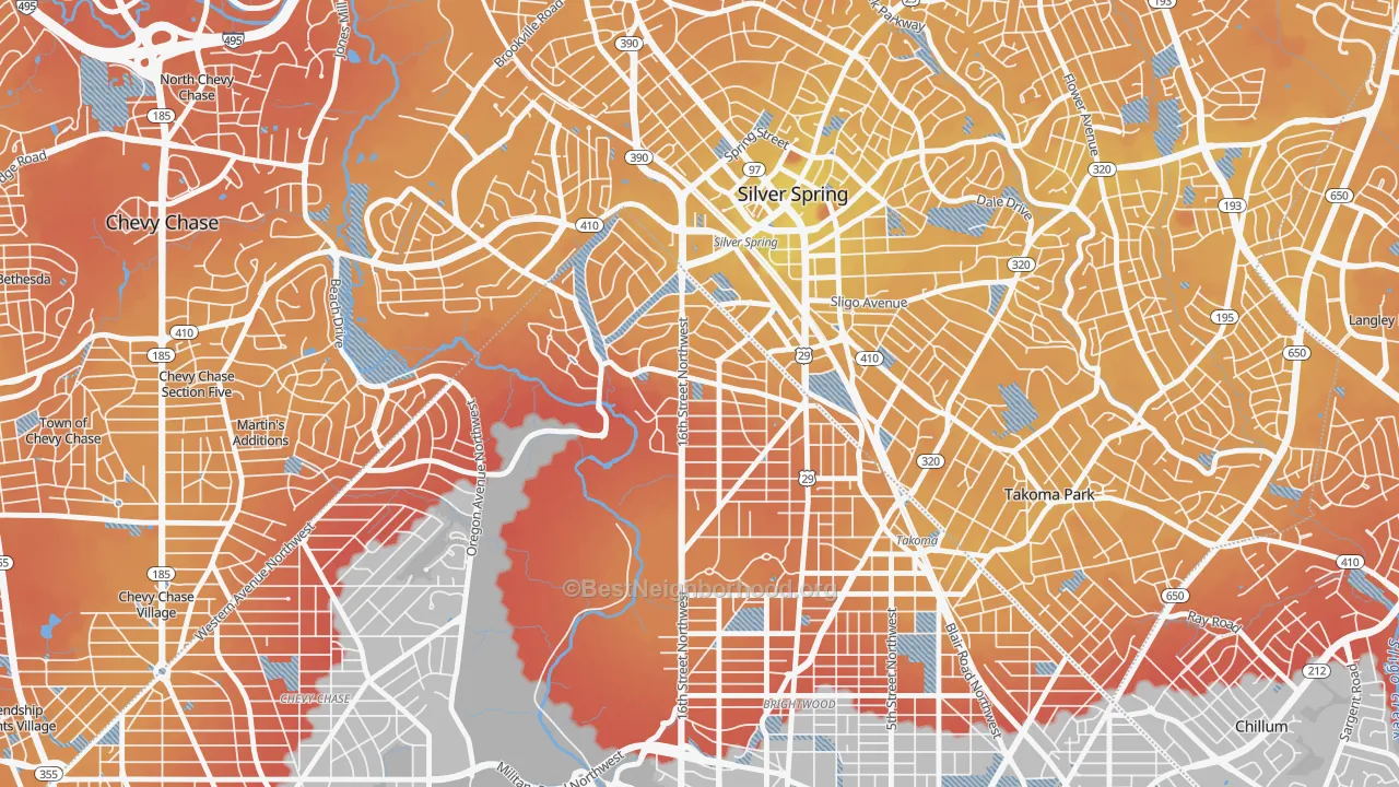 Transit Grade map of Takoma Park, Washington, DC
