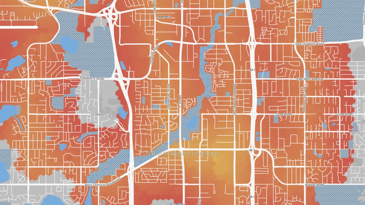 Transit Grade map of Taku-Campbell, Anchorage, AK