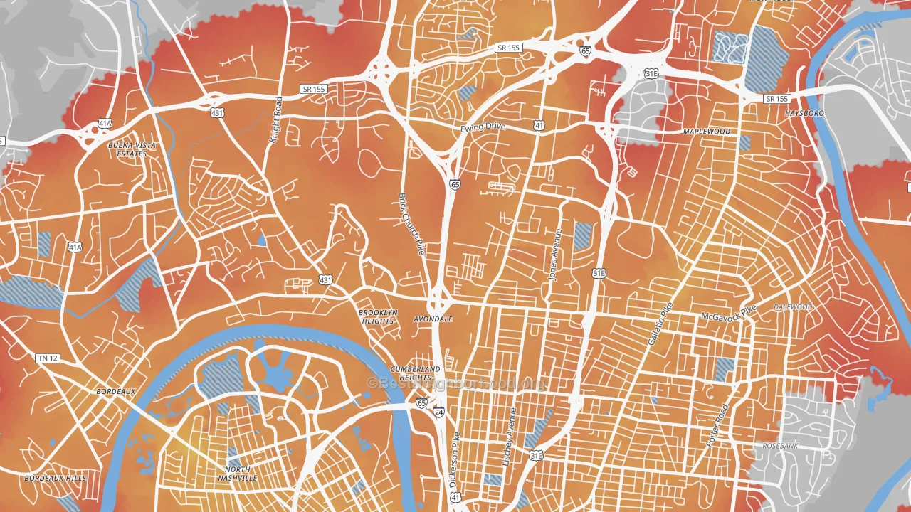 Transit Grade map of Talbot's Corner, Nashville, TN