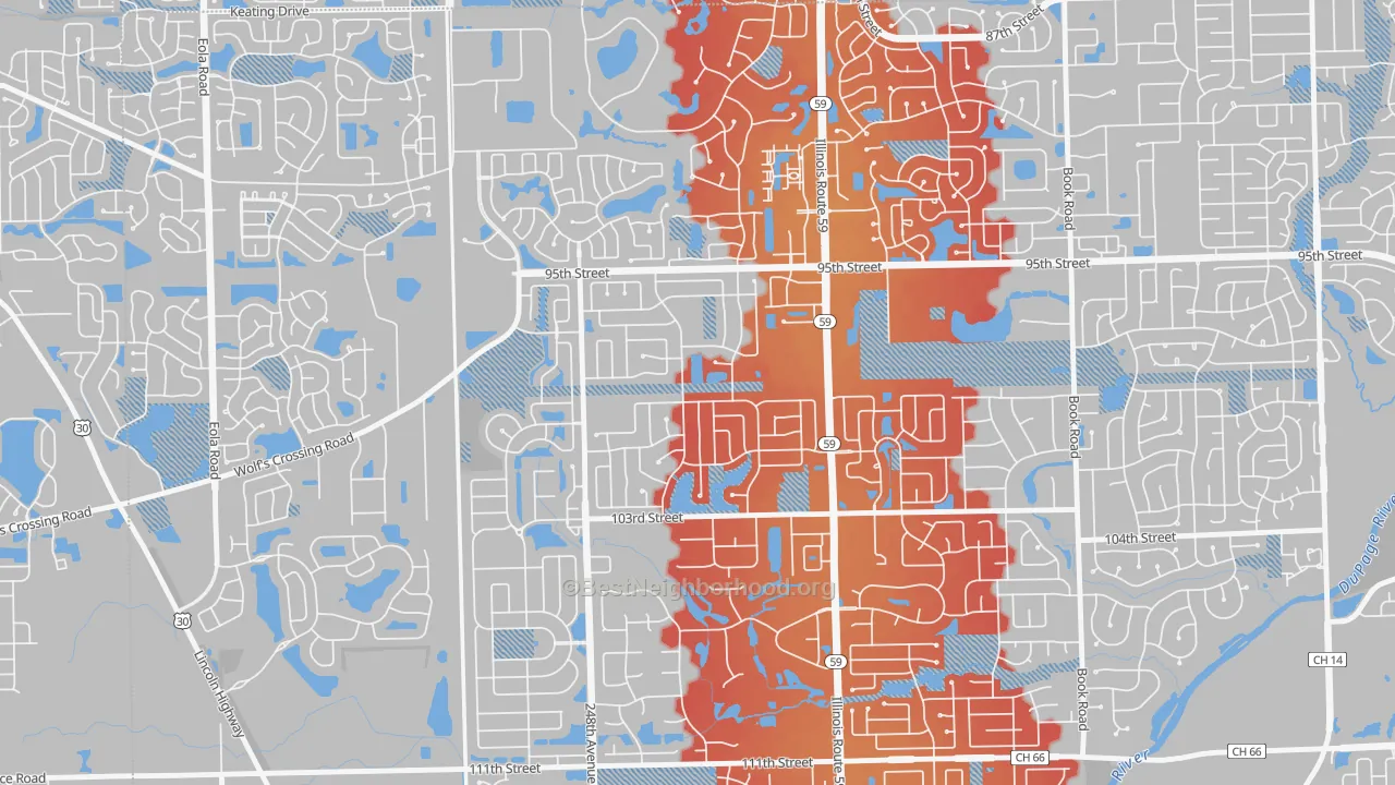 Transit Grade map of Tall Grass, Naperville, IL