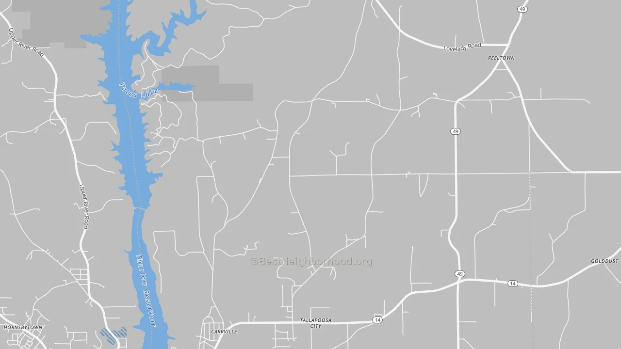 Transit Grade map of Tallapoosa City, AL
