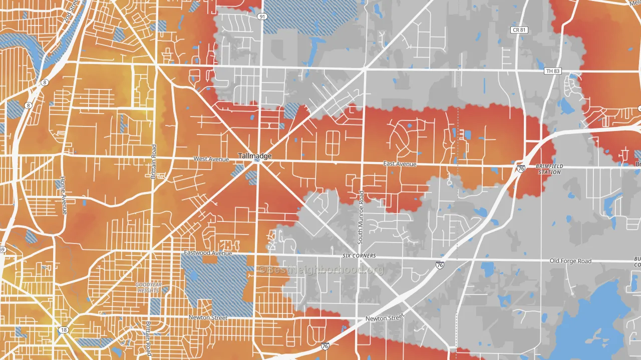 Transit Grade map of Tallmadge, OH