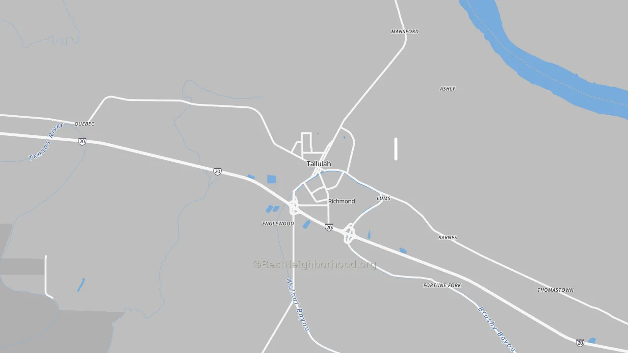 Transit Grade map of Tallulah, LA