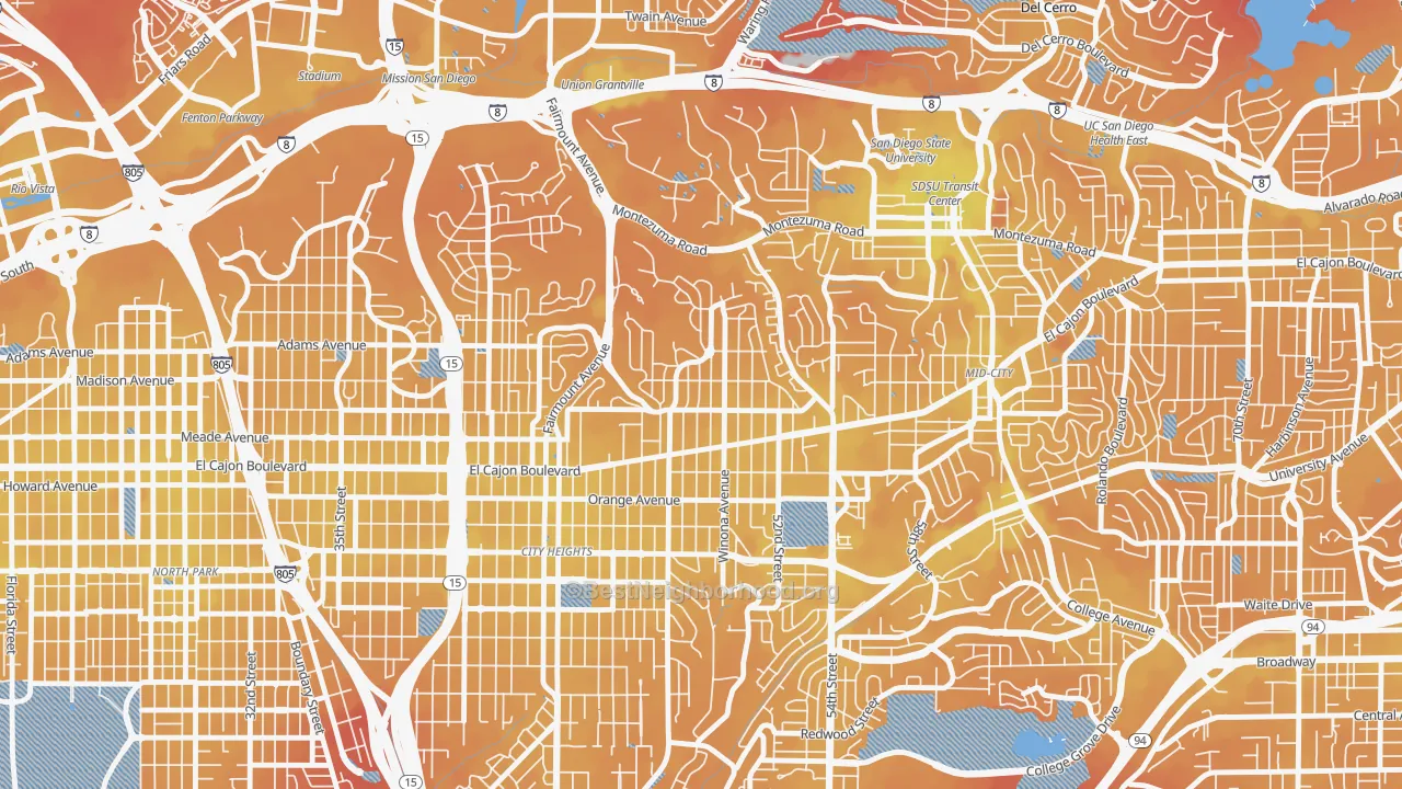 Transit Grade map of Talmadge, San Diego, CA