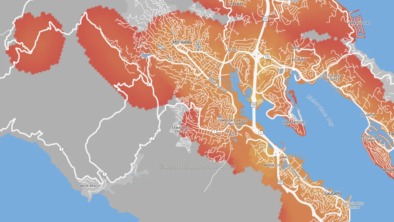 Transit Grade map of Tamalpais-Homestead Valley, CA