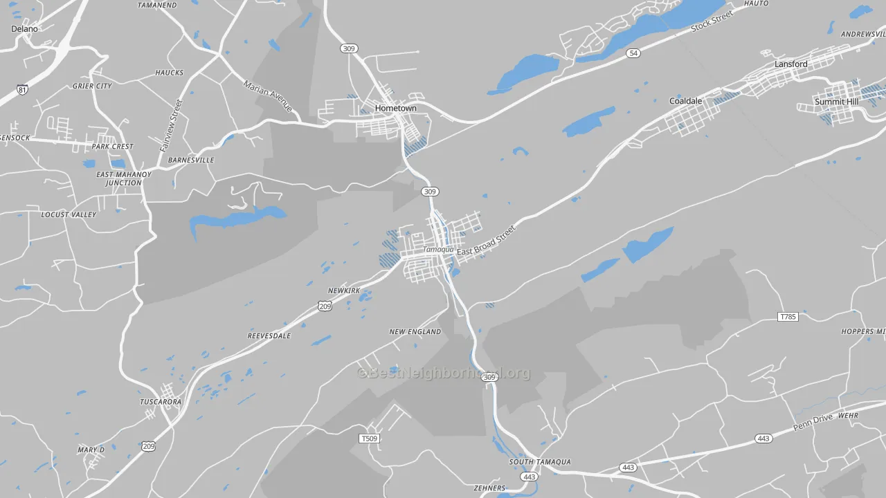 Transit Grade map of Tamaqua, PA